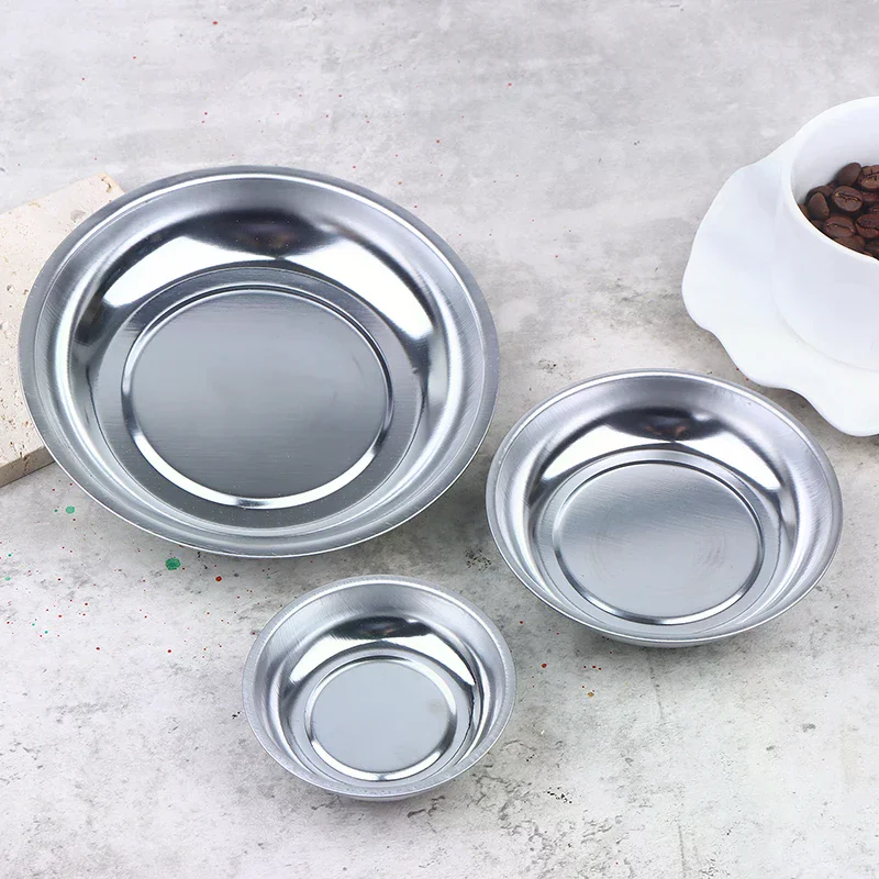 Stainless Steel Magnetic Tray Circular Magnetic Parts Bowl Screws Sockets Storage Tray For Auto Suction Pad Tools