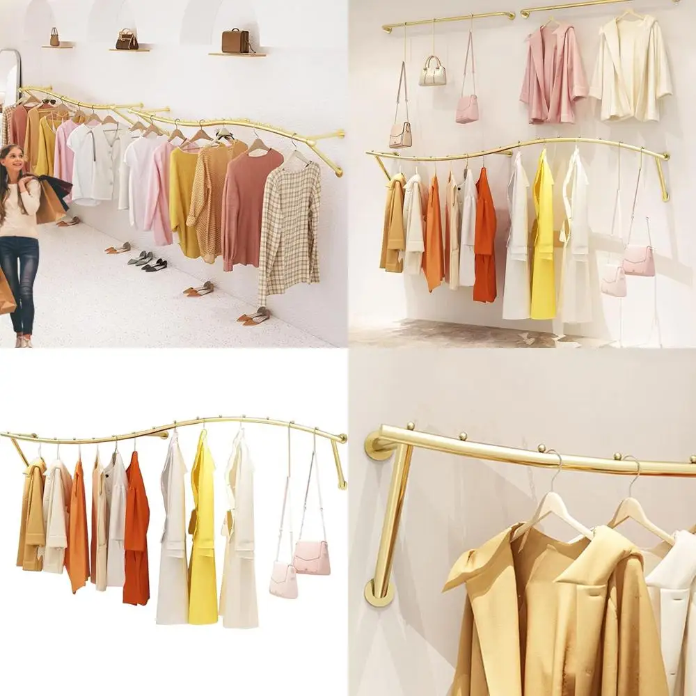 

Настенная вешалка для одежды для бутиков и коммерческих помещений, хромированная, на колесиках, для демонстрации одежды