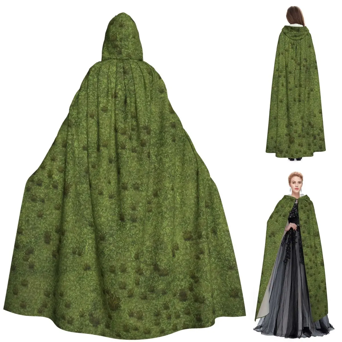 

Grass Battlemat Long Hooded Cloak Witch Medieval Costume Cosplay Cape HalloweenVampire Adult Unisex