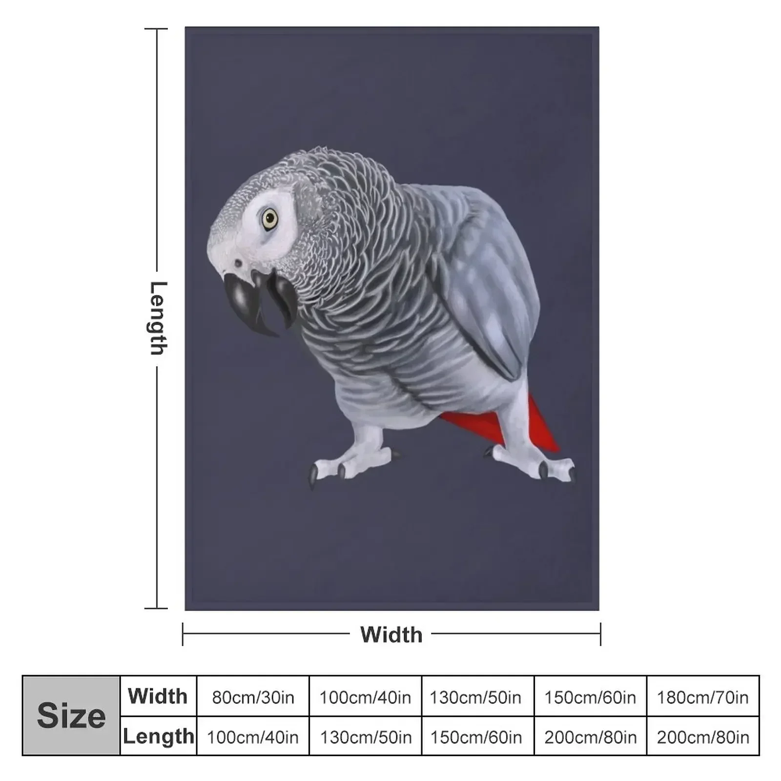 African Grey Parrot Throw Blanket couch cozy soft plush fuzzy picnic outdoor blanket