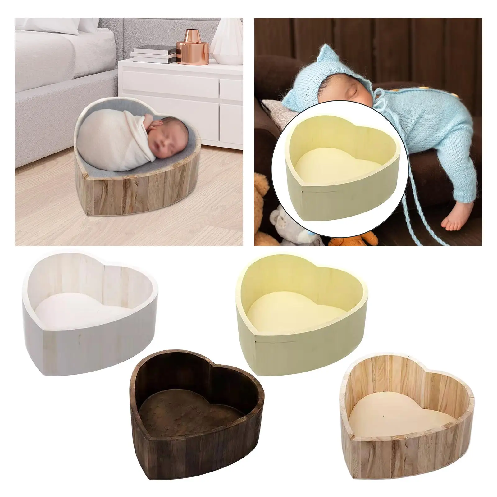 Newborn Baby Photography Baskets Photo Studio Props Background wooden basin Wooden Tub for Baby Shower Girls Boys Birthday Party