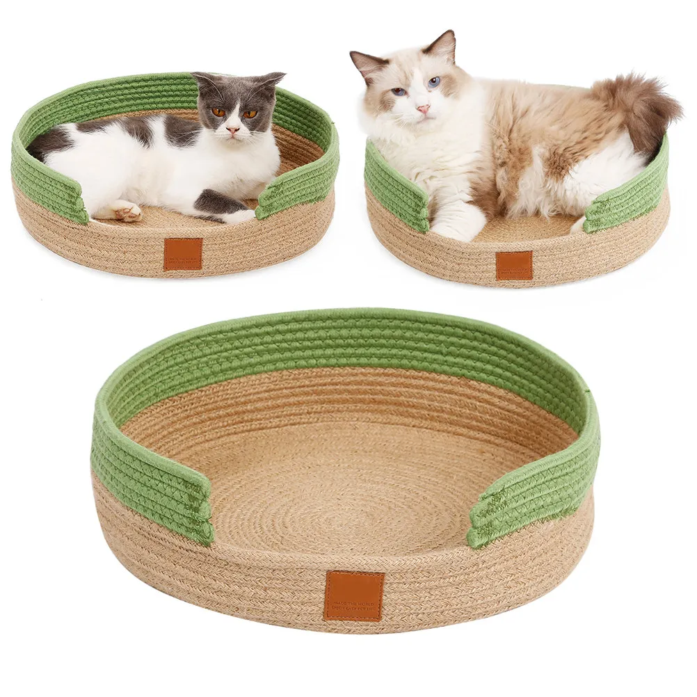 Cotton Thread Knitting Cat Claw Grinding Mattress Green Brown Breathable Pet Nest Sleeping Mat Knitting Pet Nest