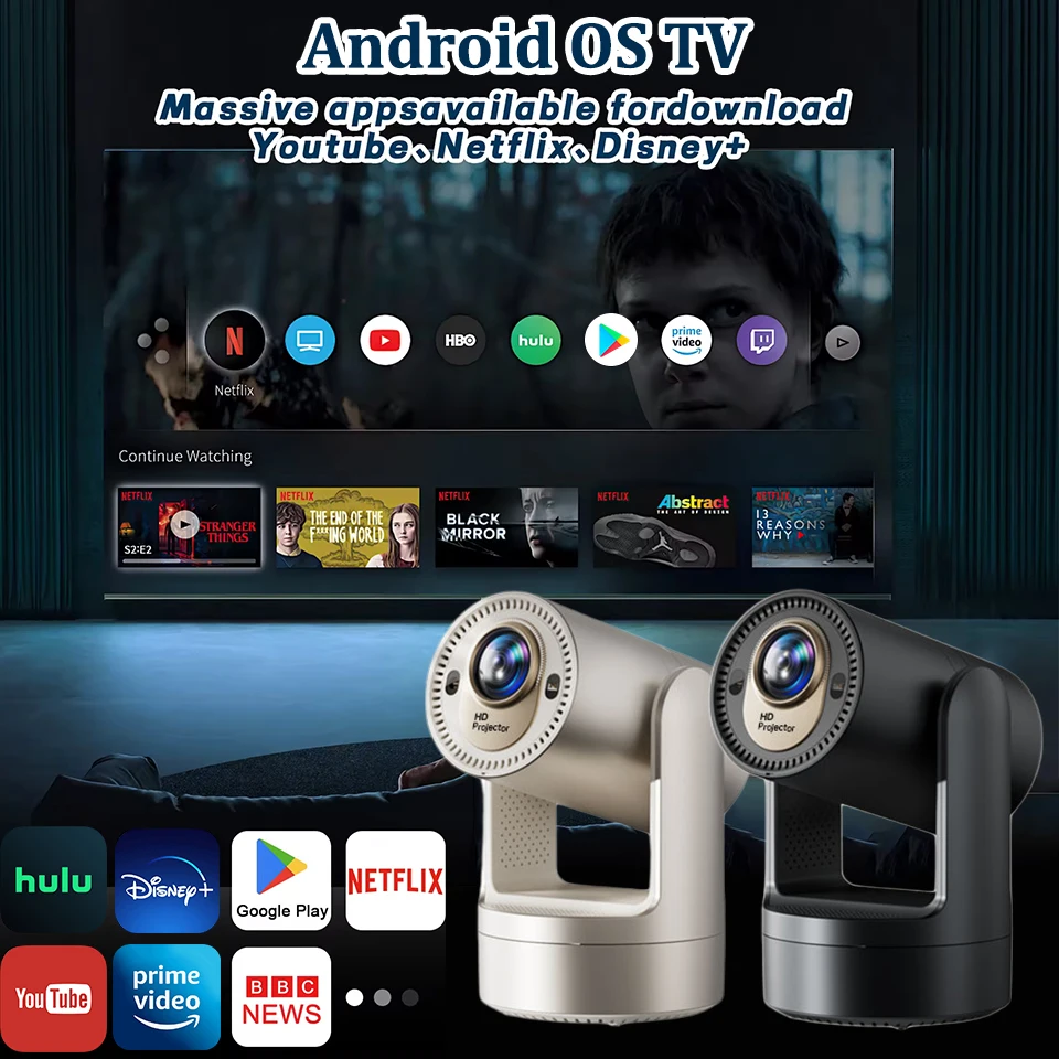 HY7 300ANSI 4K Portable Projector 1080P Support Auto Focus  Android Full HD Cinema Home Theater WiFi6 Outdoor Party Projectors