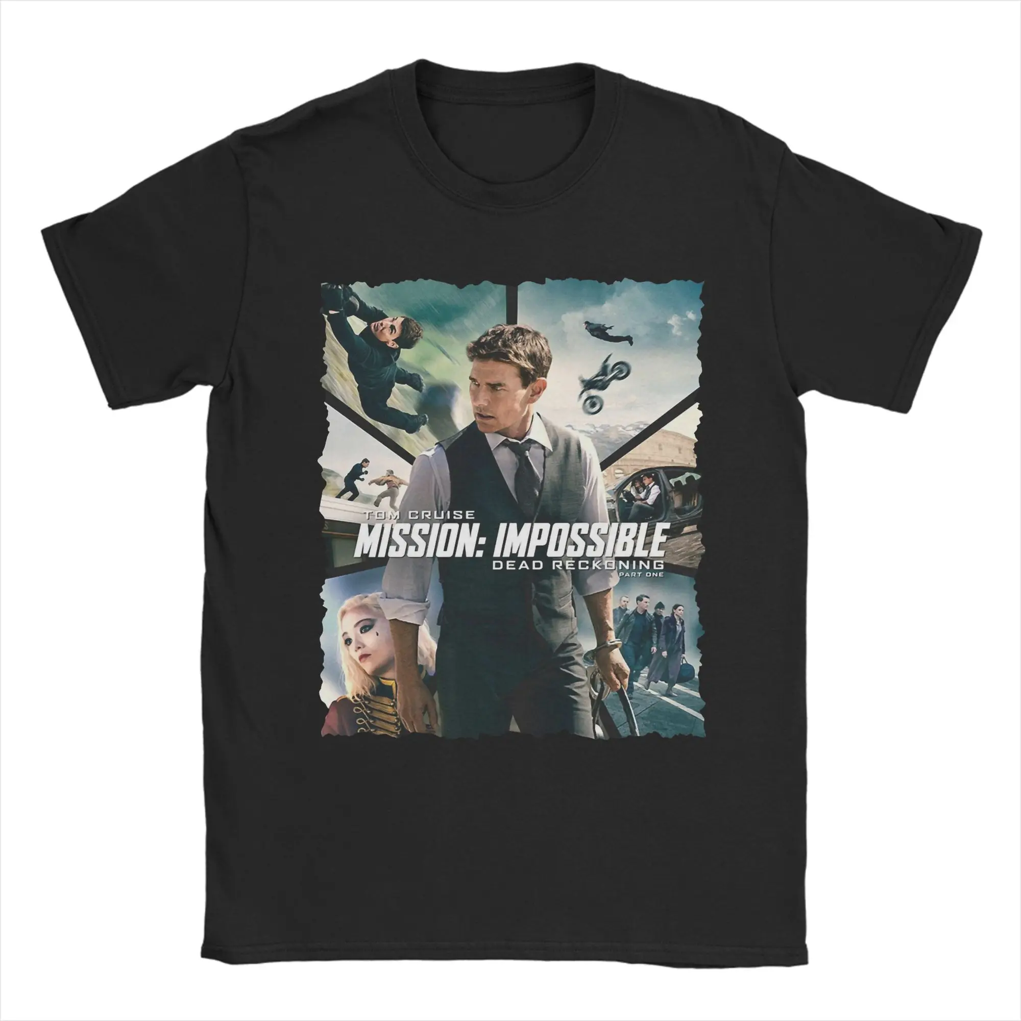 Men T-Shirts Mission Impossible Movie Funny Pure Cotton Tee Shirt Short Sleeve Tom Cruise T Shirt O Neck Clothes Printing