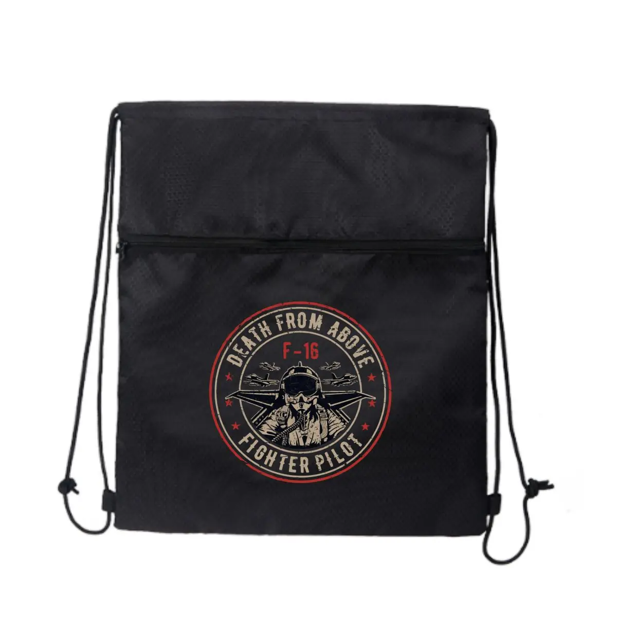 

F-16 Стильная спортивная сумка на молнии с графическим рисунком Fighter Pilot на шнурке: спортивный дизайн для любителей фитнеса