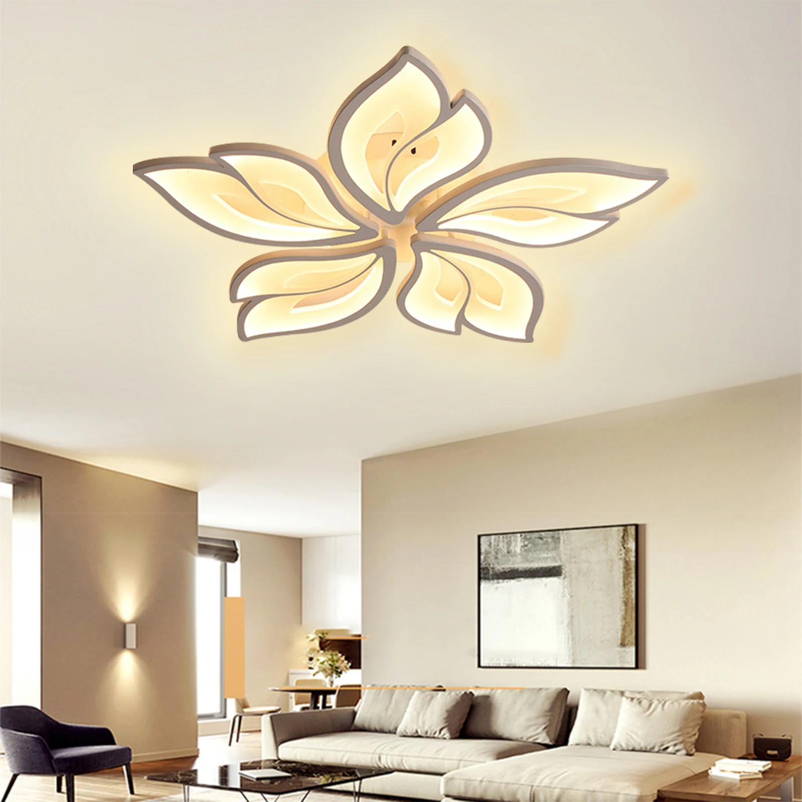 Moderne LED-Deckenleuchte, blattförmiges rotierendes dekoratives Licht, Schlafzimmer-Deckenleuchte, Kronleuchter, Innenbeleuchtung für Esszimmer