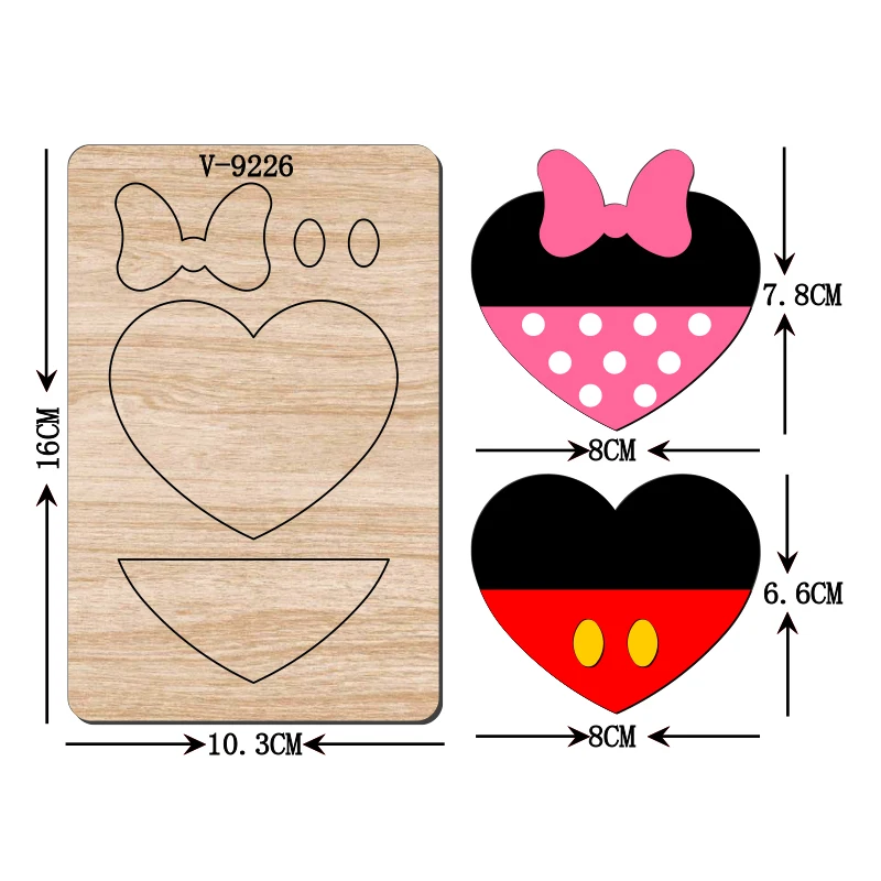 Wooden Card Cutting Dies for Scrapbooking, Multiple Sizes, V-9226, New