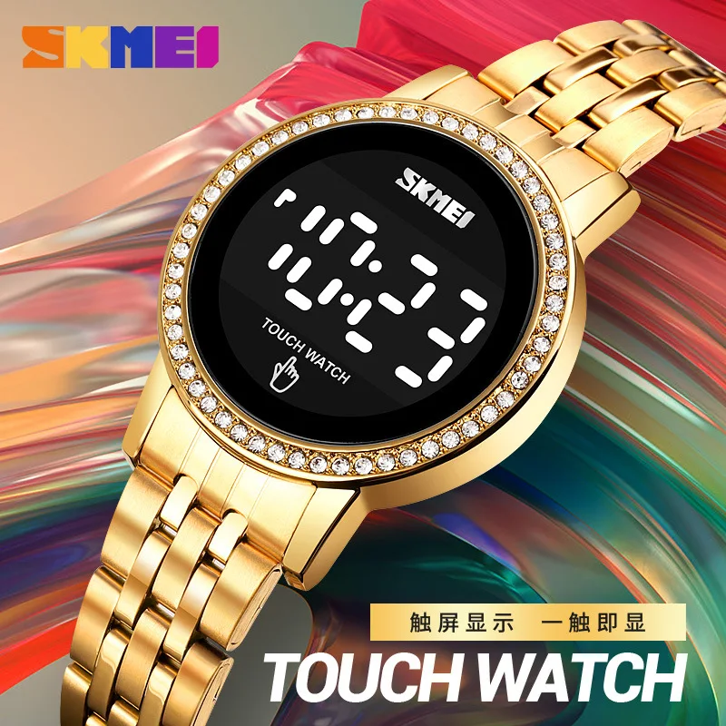 Skmei Fashion Touch Screen LED Display Women's Waterproof Steel Belt Electronic Watch All-Match Exquisite Business Watch