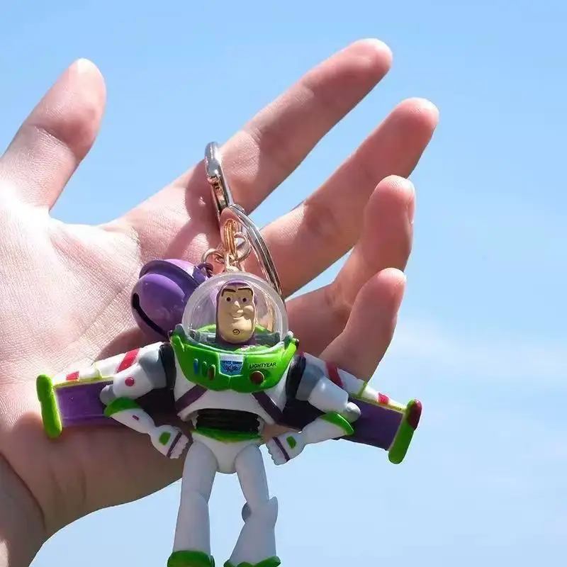 Toy Story 5 Buzz Lightyear & Woody Bell Keychain Cute Cartoon Figure Backpack Charm Pendant Bag Accessory Decor Creative Gift view 4