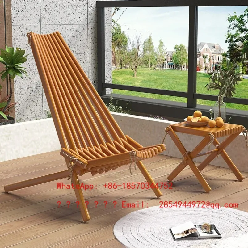 Creative Lunch Break Balcony Solid Wood Chair Foldable Outdoor Leisure Backrest Chair Dedicated Lounge Chair