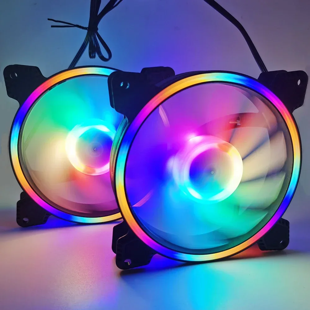 

Новый вентилятор для корпуса ПК 120 мм (12 см) с RGB-подсветкой, бесшумный, с двойным разъемом, для охлаждения компьютера, 1 шт.