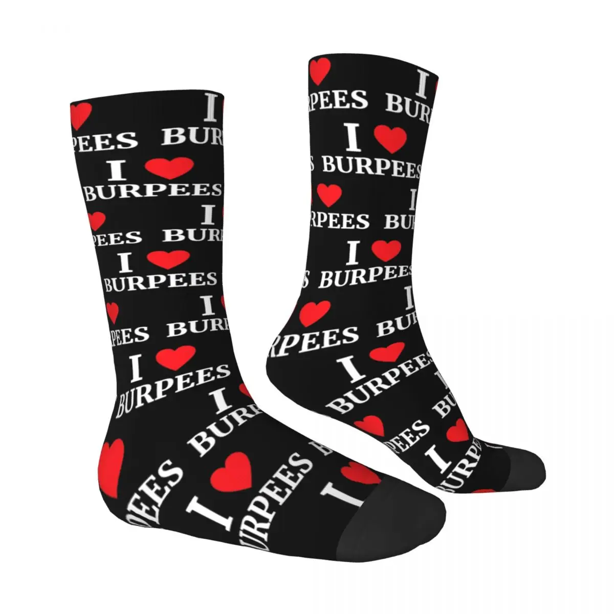 Adults Men Socks I Love Burpees Heart Stockings Autumn Kawaii Quality Socks Design Running Sports Anti Skid Socks