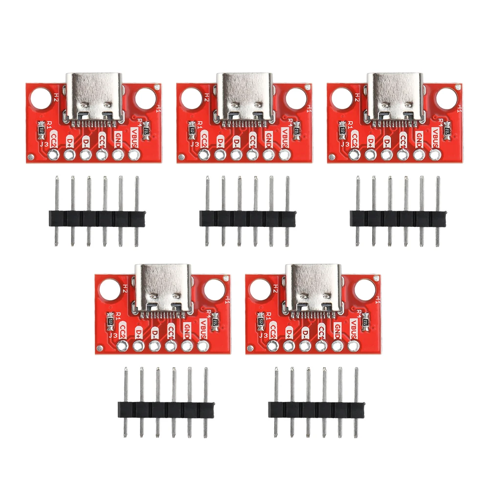 5/1PCS USB Type-C Connector Board 3.1 Serial Basic Breakout Female Connector Breakout Board Adapter Module With Row Needles