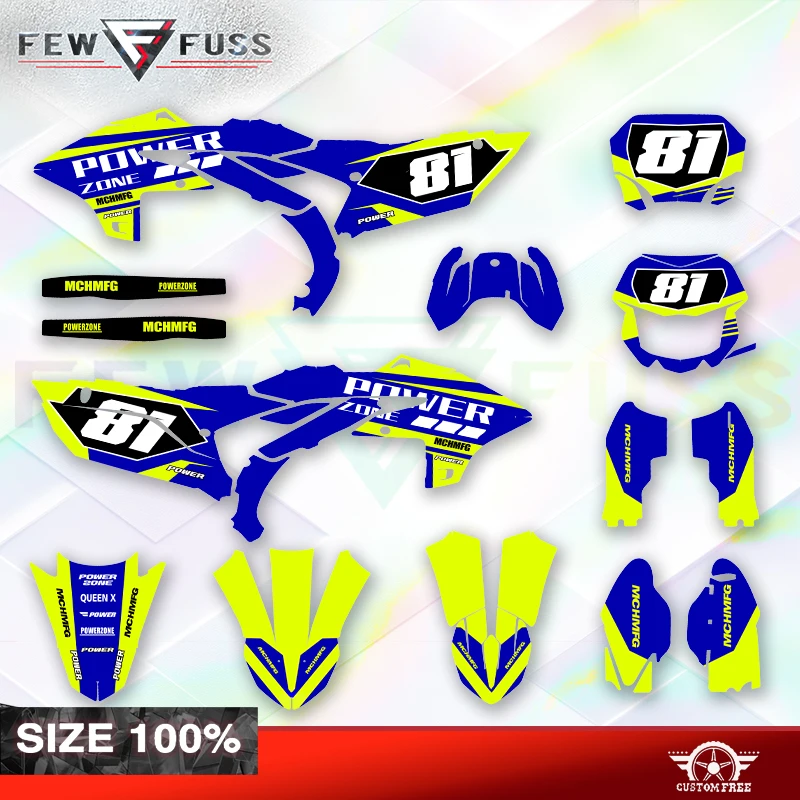 Fewfuss Holographic Chrome Racing Stickers Kit for Yamaha YZF450 23 24 25 YZF250 2024-2026 Offroad Bike Decals 002