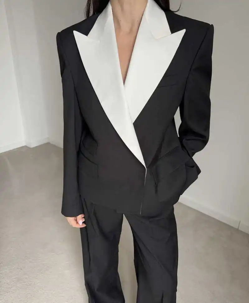 Leisure Loose Fit Women Blazer Sets Customized Big Lapel Formal Lady Guest Wedding Wear Prom Birthday Party Jacket 2 Pieces
