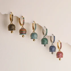 colorful cz small bell earrings wholesale for women gifts jewelry new fashion cute capri accessries