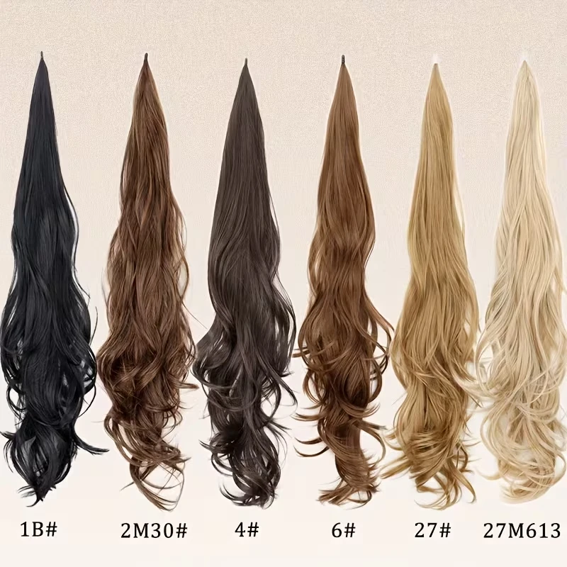 30Inch Synthetic Adjustable Wavy Ponytail Extension High‑Temperature Fiber Fake Hairpiece Easy Quick Install for Women Daily