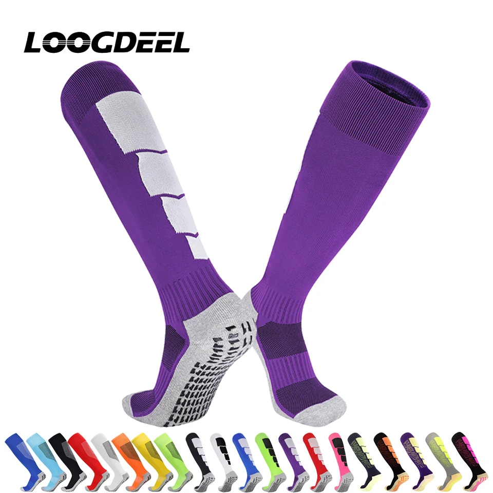 

Футбольные носки Loogdeel, спортивные носки с цветными блоками, дышащие, удобные, впитывающие пот, противоскользящие носки унисекс