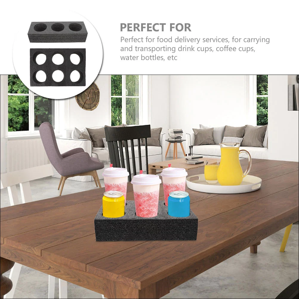 2 Pcs Cup Holder Tray 6 Holes Tea Coffee Drink Carrier EPE Takeout Stable Non Spill Design Practical For Delivery