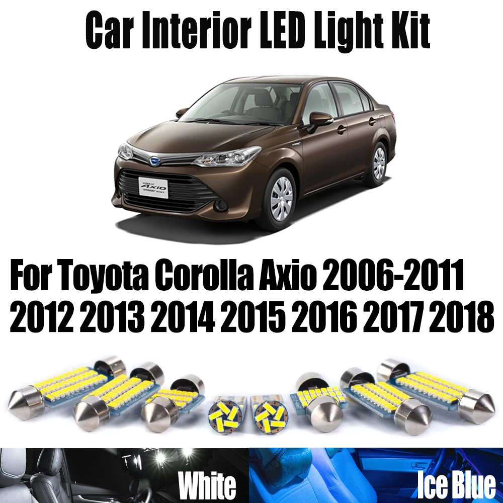 

Canbus Vehicle LED Interior Map Dome Reading Light Kit For Toyota Corolla Axio 2006- 2015 2016 2017 2018 Car License Plate Bulbs