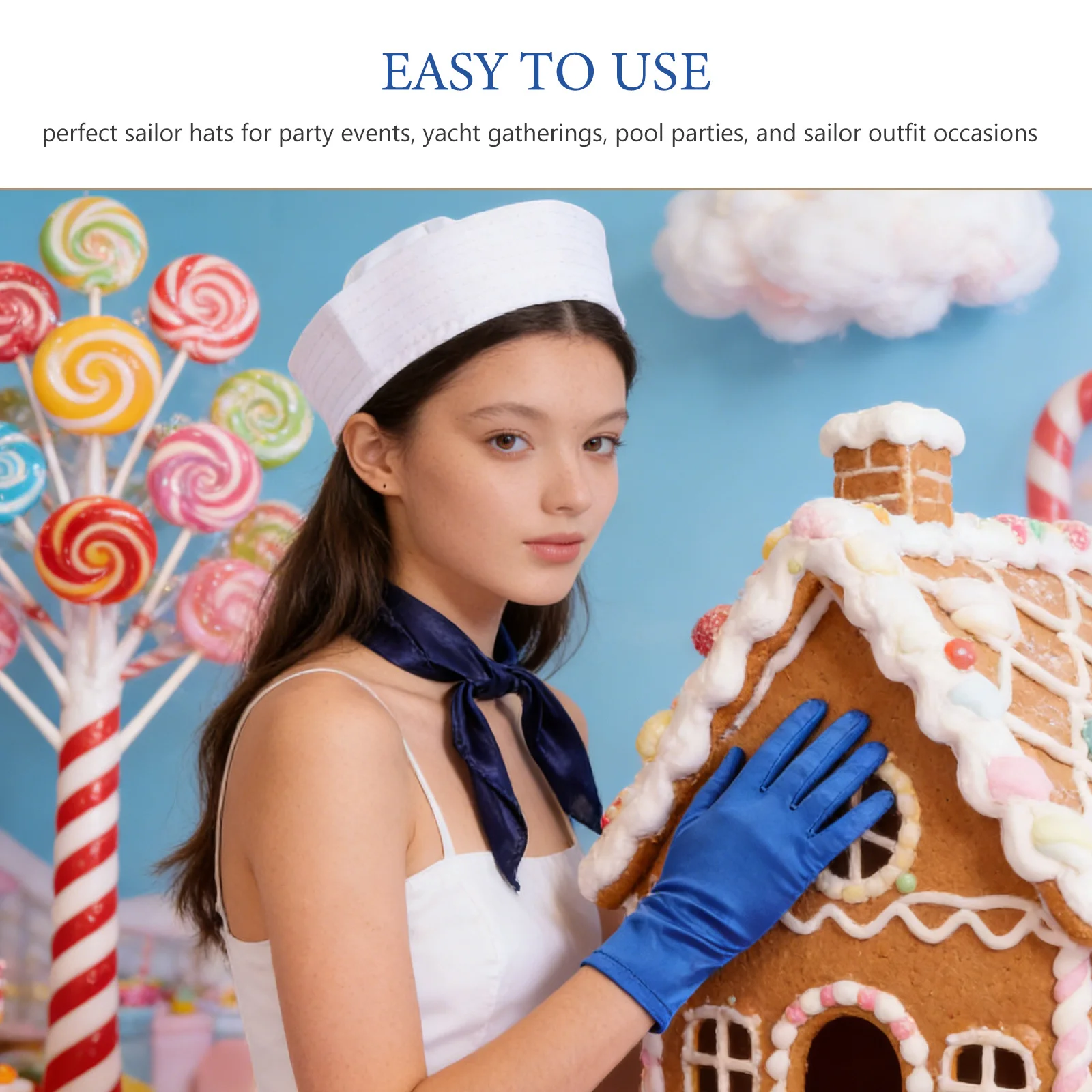 Set di Accessori per Costume da Marinaio Bianco con Cappello, Sciarpa, Guanti, Calzini per Feste a Tema Nautico, Yacht, Halloween e Travestimenti