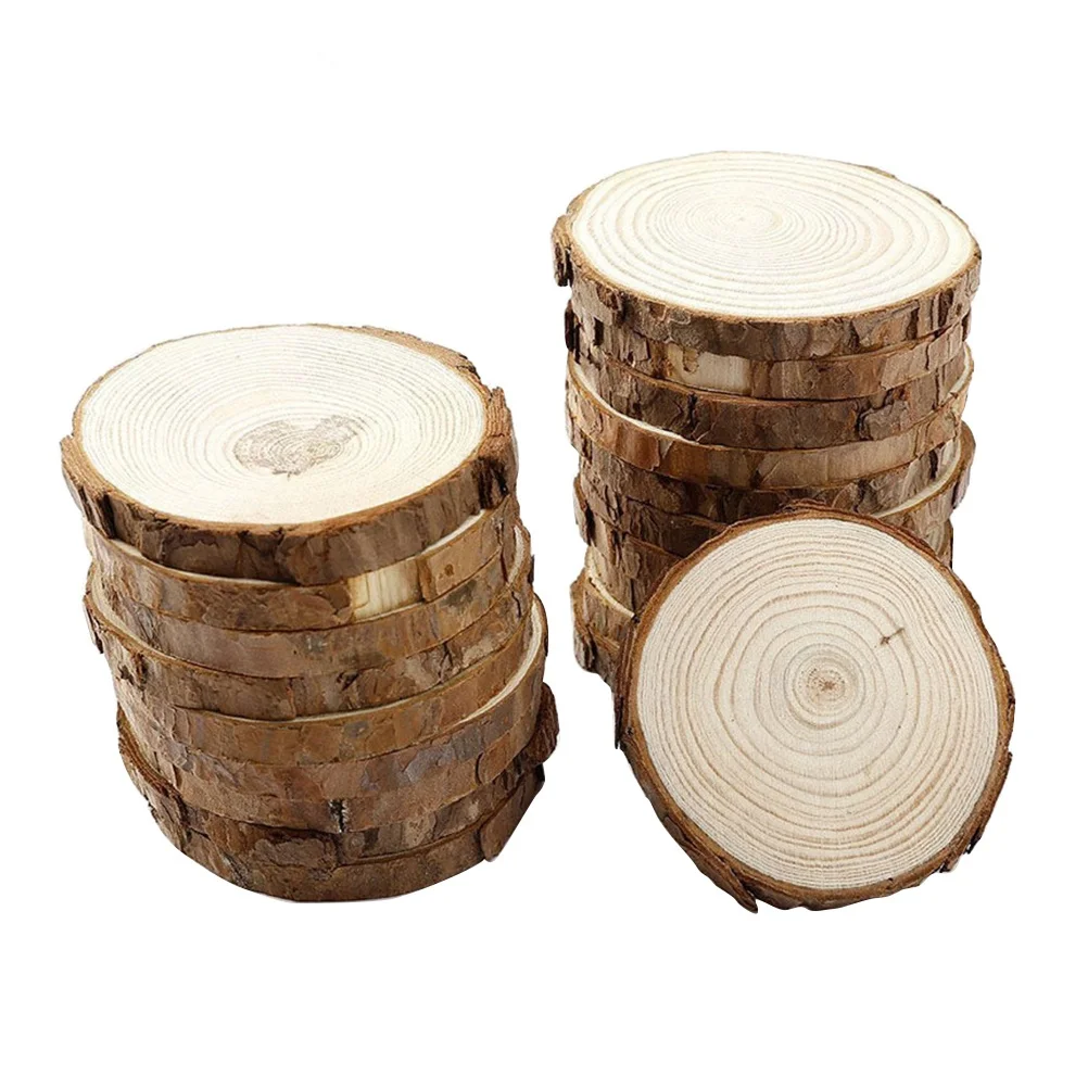 

10Pcs Natural Pine Wood Slices Circles Set Unfinished Smooth Surface for DIY Crafts Painting Coasters Wedding Holiday