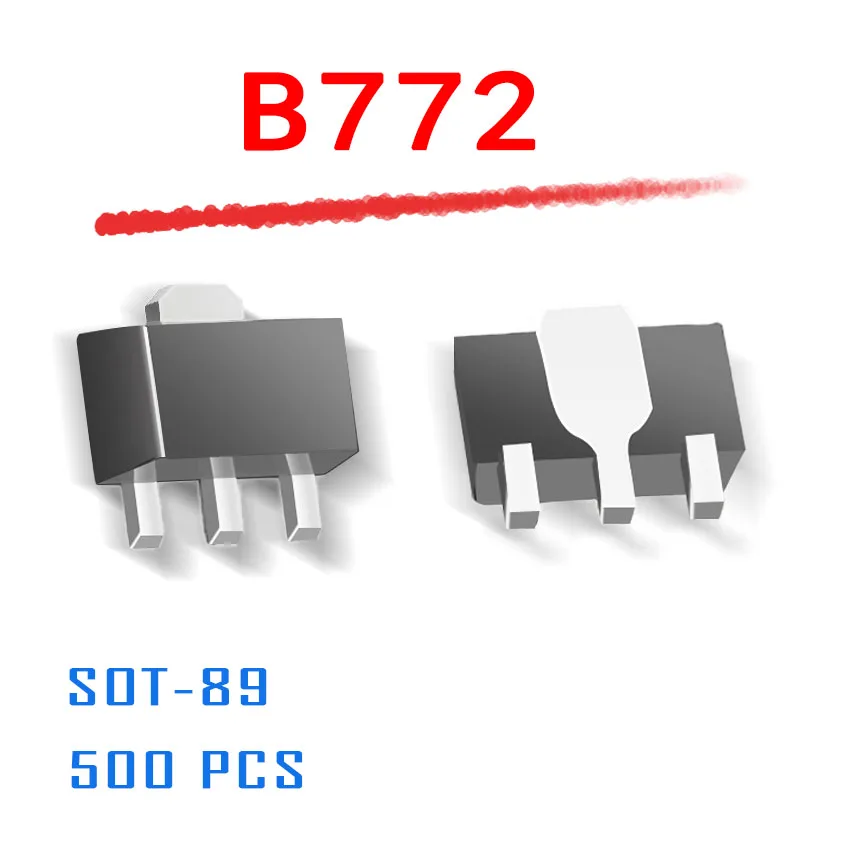 

Power Supply B772 SOT-89 500pcs 2SB772 sot89 pnp - 3A - 30V smd data inside