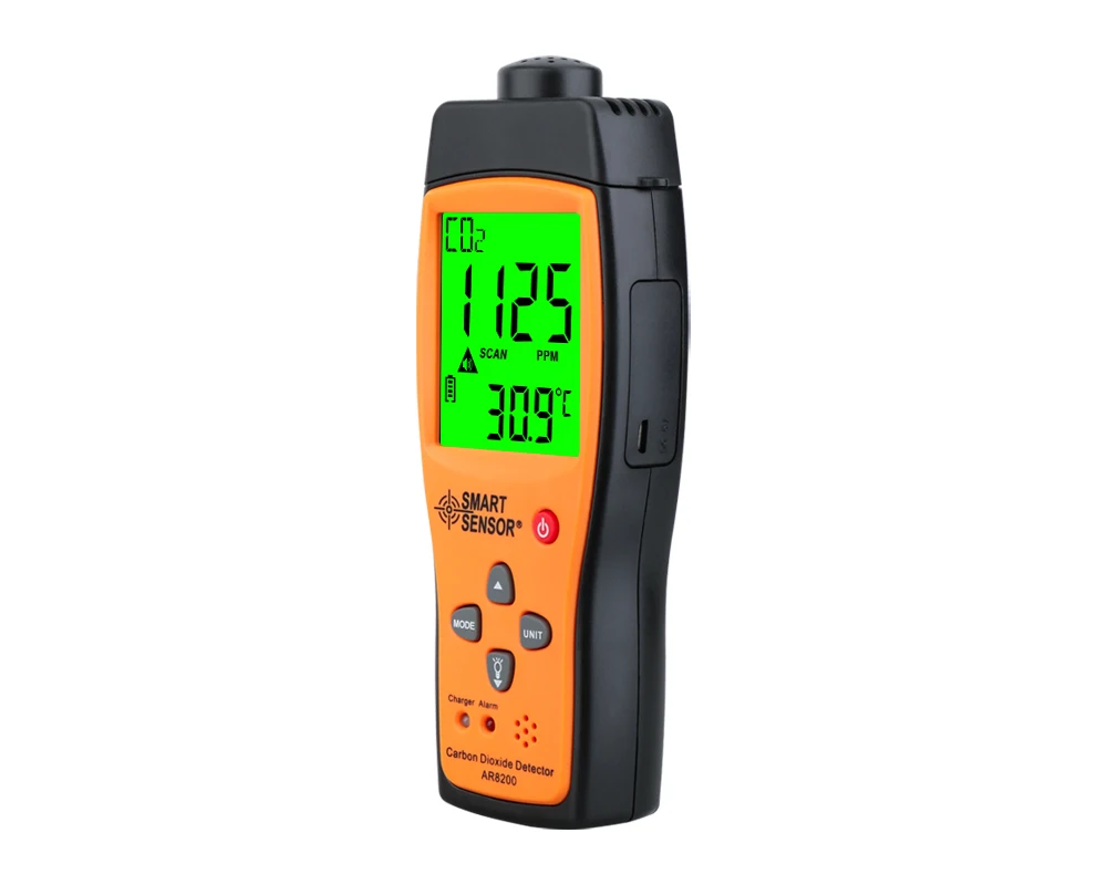 Rilevatore di anidride carbonica professionale Analizzatore di gas Misuratore di CO2 Monitor Rilevatore di gas Monitor di qualità dell'aria interna Tester di CO2 AR8200