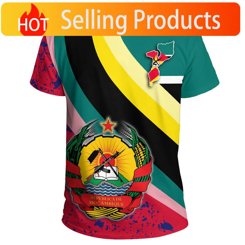 Mozambique Pattern T-shirt Men 3D Printed Summer Street Casual Oversized T Shirt Cool Tops Short Sleeved Round Neck Tee Shirt