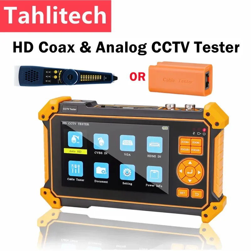 

Tahlitech 8MP CCTV AHD CVI TVI SDI Camera Tester Monitor 4K Cftv Tester with HDMI VGA Input Cable Tracer CCTV Tester Cable Test