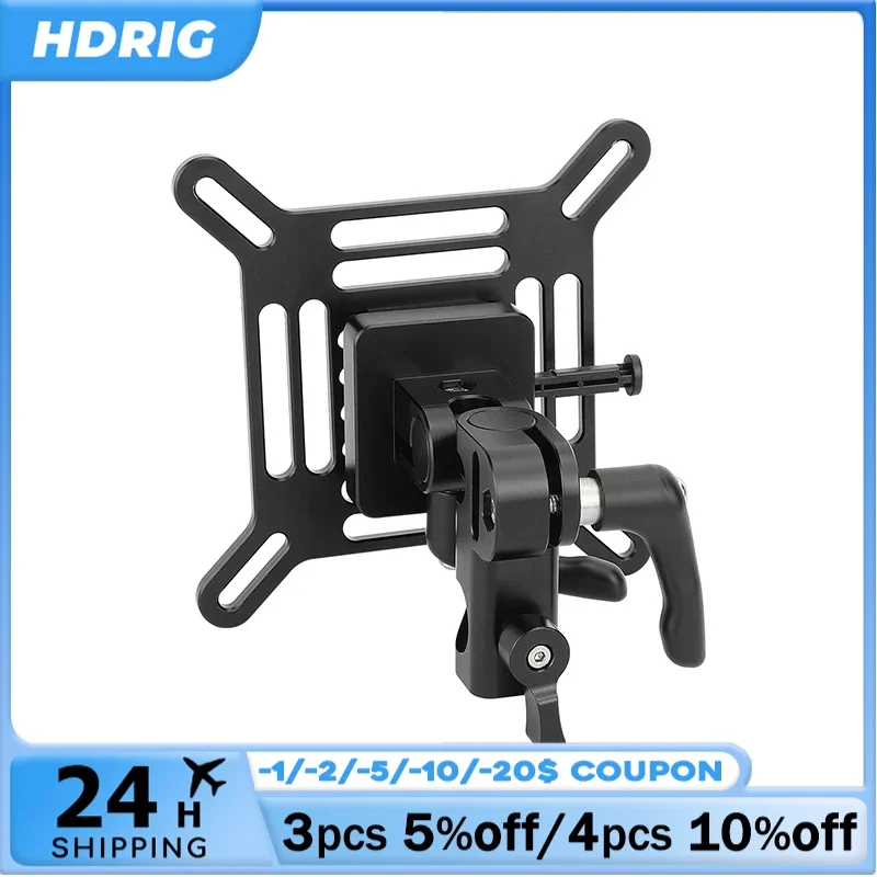 

HDRIG Adjustable VESA Monitor Mount with Quick Release V-Lock to C-Stand / Baby Pin Supports Monitors 13 to 32 LCD screens