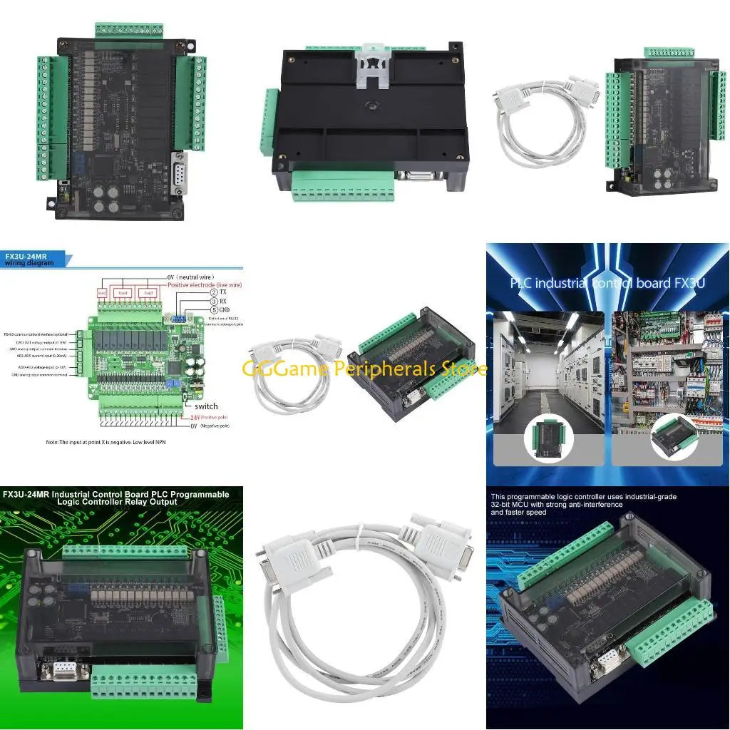 

U55B Промышленный контроллер ПЛК FX3U 24MR с соединительным кабелем 32-битный MCU Лестничное логическое программирование