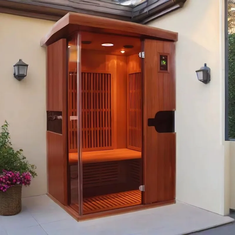 

Modern design infrared sauna hemlock wood low electromotive force ice bath with carbon fiber heater, cooler, and filter.