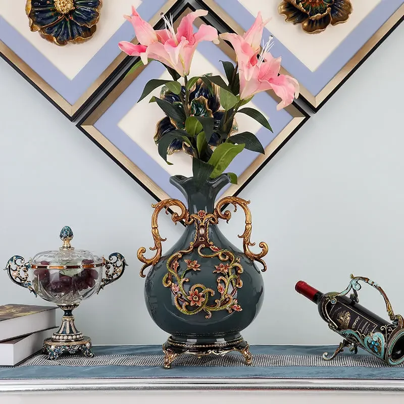 Ceramic vase decoration enamel color handicrafts living room entrance home simple ornament