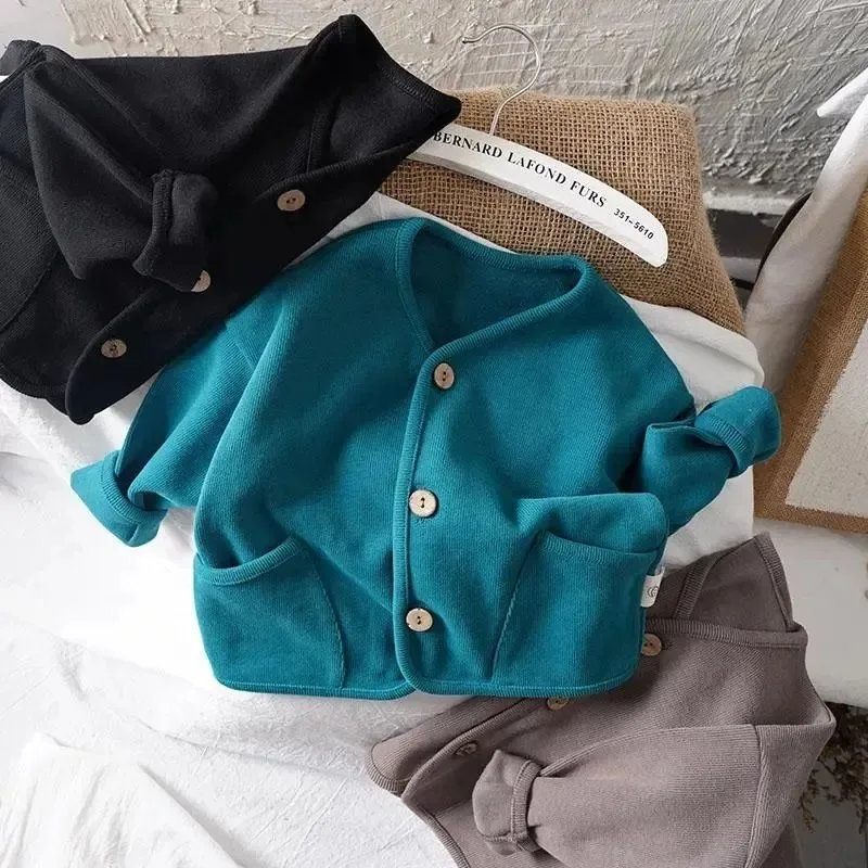 Chaqueta de algodón con botonadura única para niños, niños coreana para ropa de abrigo, abrigos cálidos sueltos para niñas de 2 a 7 años, nueva moda de otoño