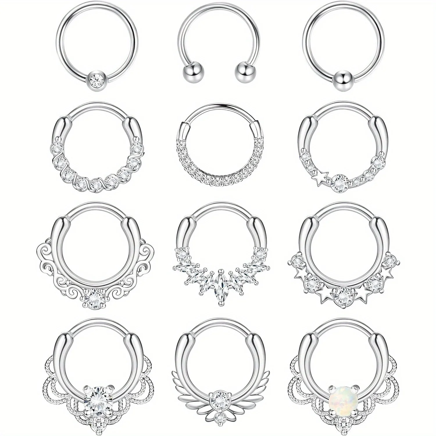 

Drperfect Stainless Steel Septum Jewelry Daith Earrings Hinged Hoop Nose Rings Septum Cartilage Earring Piercing Jewelry