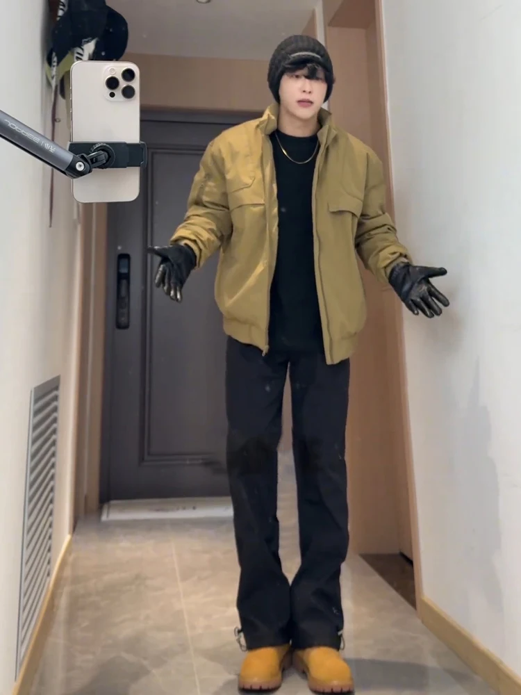 

Водонепроницаемая теплая зимняя куртка-пилот для мужчин с меховой подкладкой, воротником-стойкой, в американском стиле, из хлопка, повседневная молодежная мода