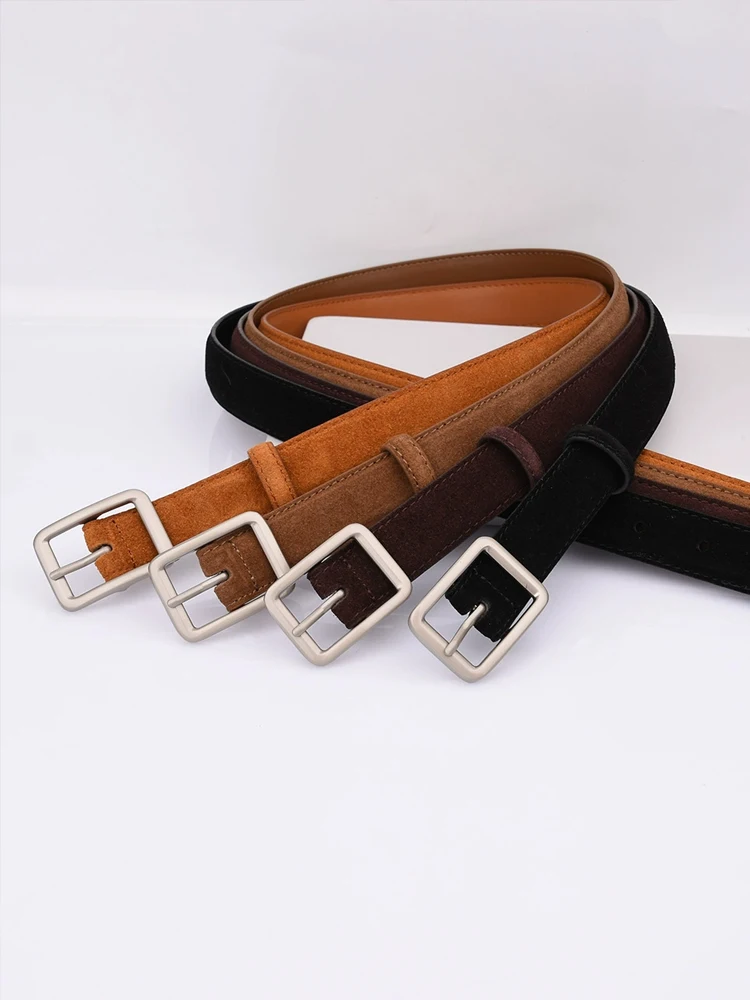 

Fashion 2.3Cm Wide Leather Waist Strap Belt Black Brown Women Square Metal Buckle Belts Ladies Belts For Jeans