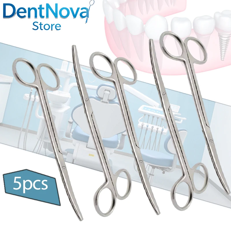 

5pcs Micro Surgical Scissors Curved 14cm, Ultra-Blunt Narrow Tips for Precise Work in Tonsil & Oral Surgery