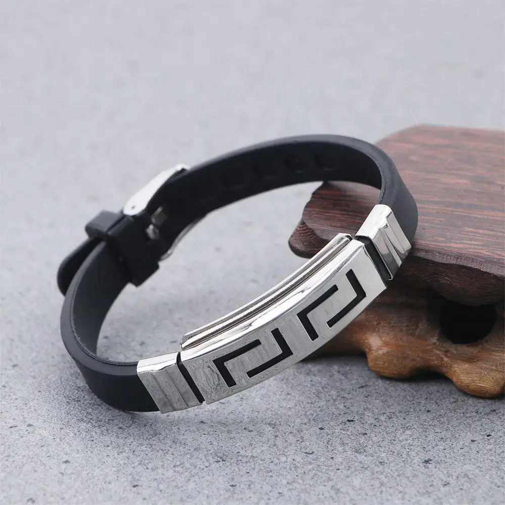 Cool Hui Pattern Cross Fashion Design Personality Korean Hand Rope Jewelry Accessories Silicone Bracelet Men Wristband