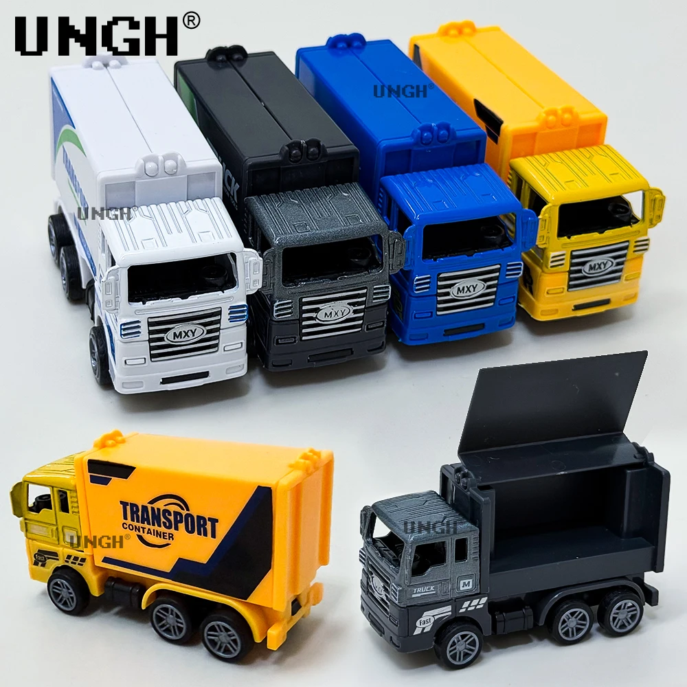 

UNGH сплав, литой под давлением, модель грузовика с откатным механизмом, черный, синий контейнер, автомобиль, развивающая игрушка для детей, мальчиков