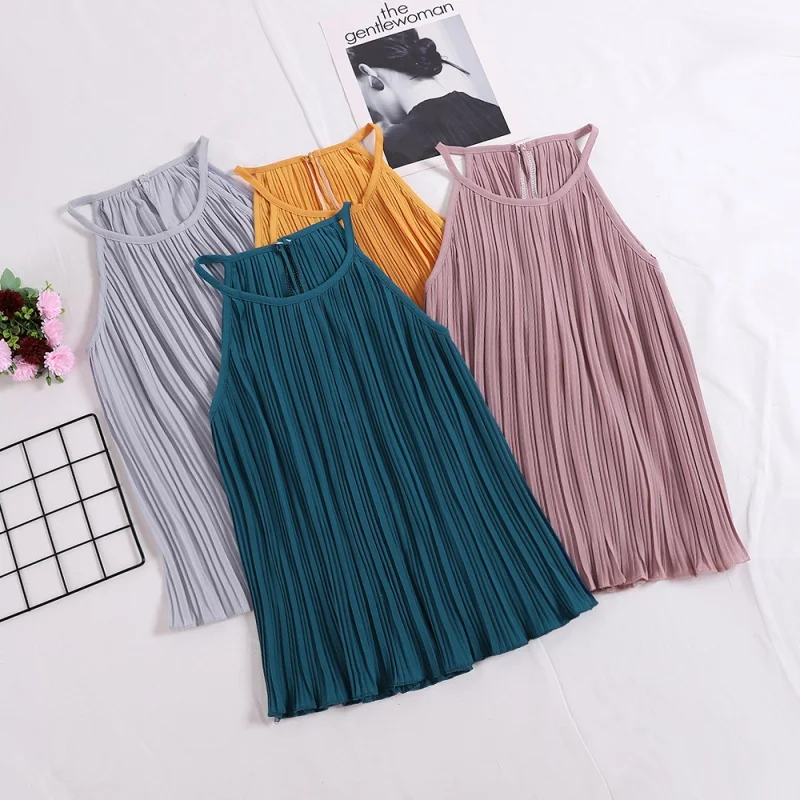 Summer New Chiffon Tank Top Tees Women Loose Strapless Sexy Solid Elegant Tops