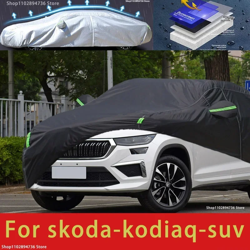 

For Skoda Kodiaq Fit Outdoor Protection Car Covers Snow Cover Sunshade Waterproof Dustproof Exterior black car cover