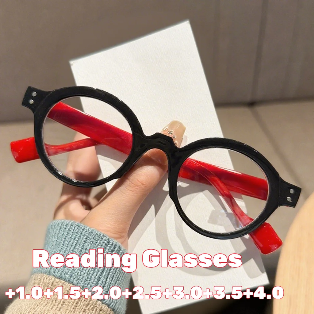 

Retro Fashion Round Reading Glasses for Women and Men Anti Blue Light High Quality Far Sighted Eyeglasses with Diopter To +4.0