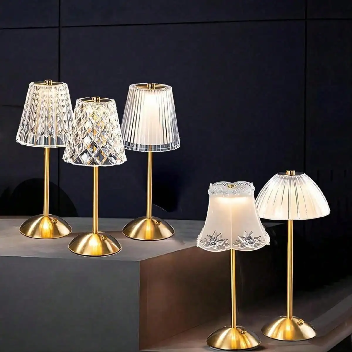 Bedside Decorative Lampe Table Modern Luxury Crystal Cordless Rechargeable LED Table Lamp