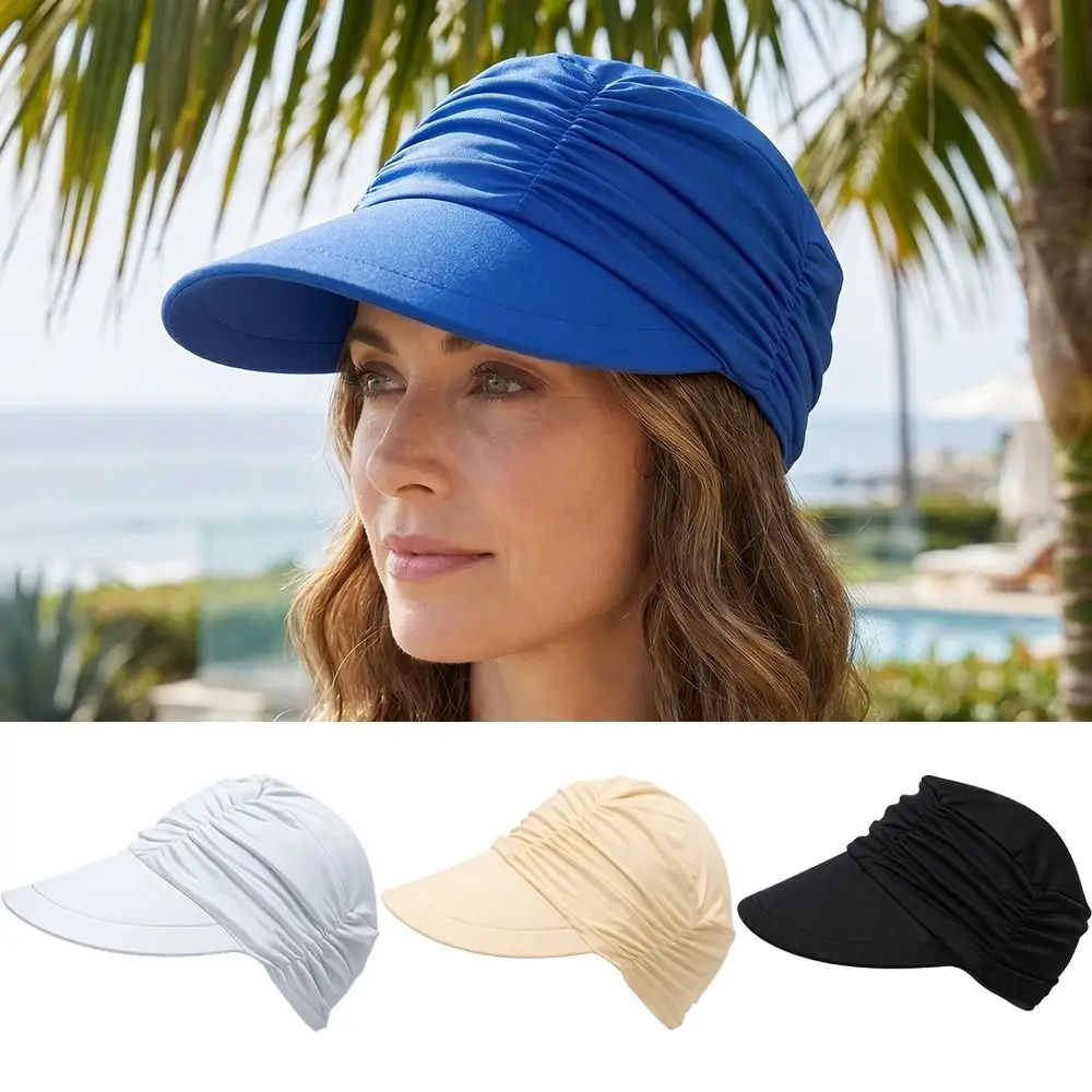 Wide Brim Women Sun Hat UV Protection Elastic Fit Cooling Visor Cap Foldable Adjustable Strap Summer Baseball Cap Exercise