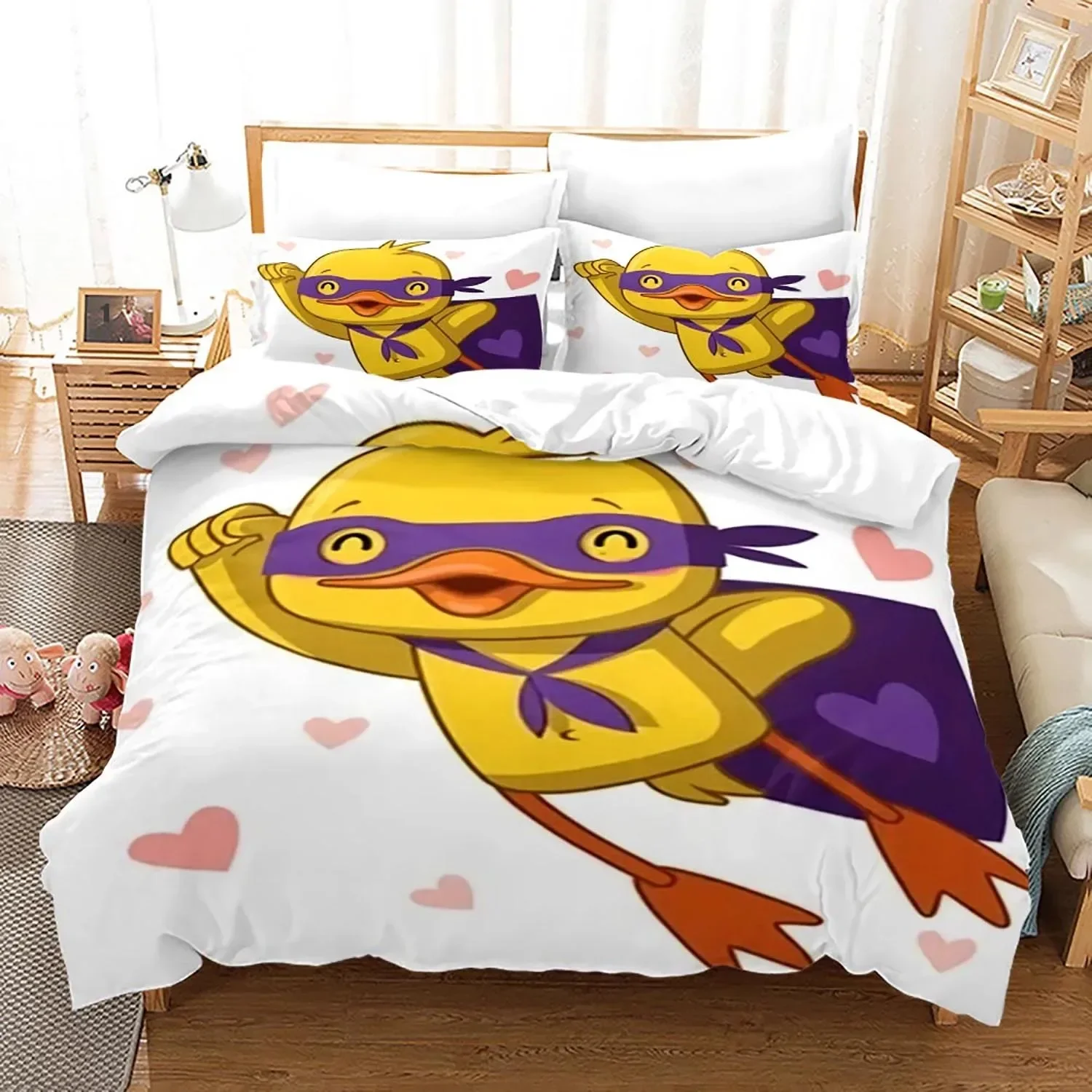 Yellow duck Bedding Set Single Twin Full Queen King Size Little duck Bed Set Aldult Boys Bedroom Duvetcover Sets 3D Print 015