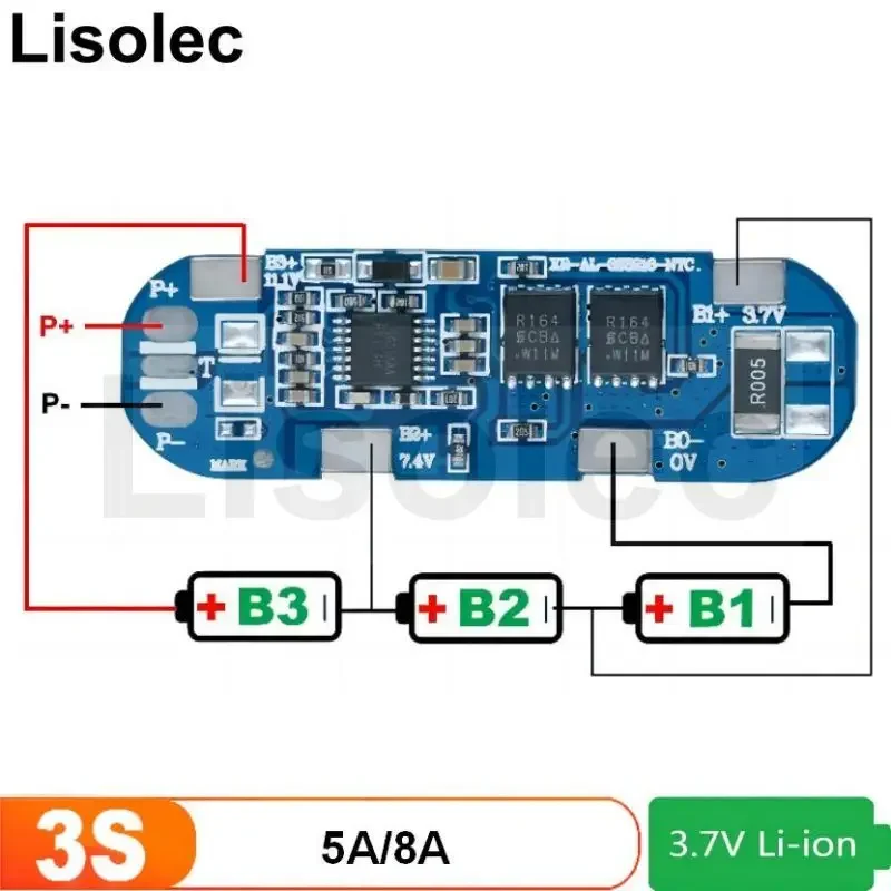 18650 3s 12v bms 5a 8a placa de proteção li-ion lipo bateria de lítio placas de circuito de carga módulo para ferramentas do motor de broca