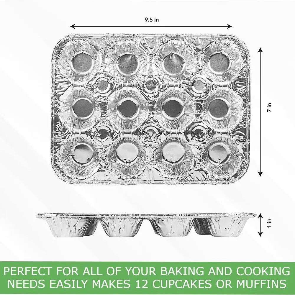 Muffins réutilisables et robustes en aluminium, paquet de 100 pour la cuisson de cupcakes, de mini muffins, de tartes