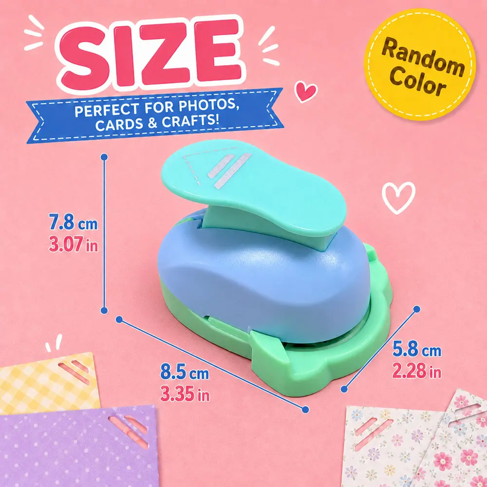 1-Pack DIY Right-Angle Hollow Punch, Random Color Decorative Paper Punch, 90° Guide, Easy-Press Handle for Albums, Scrapbooks